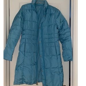 Lands' End Light Blue Reversible Down Puffer Coat Size XS